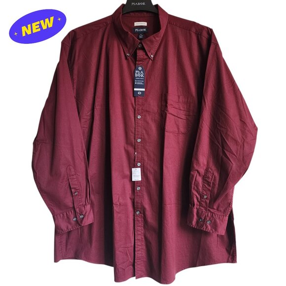 3XL Red Shirt Maroon Burgundy Jos A Bank New Oxford Button Down Traditional Fit - Picture 1 of 16